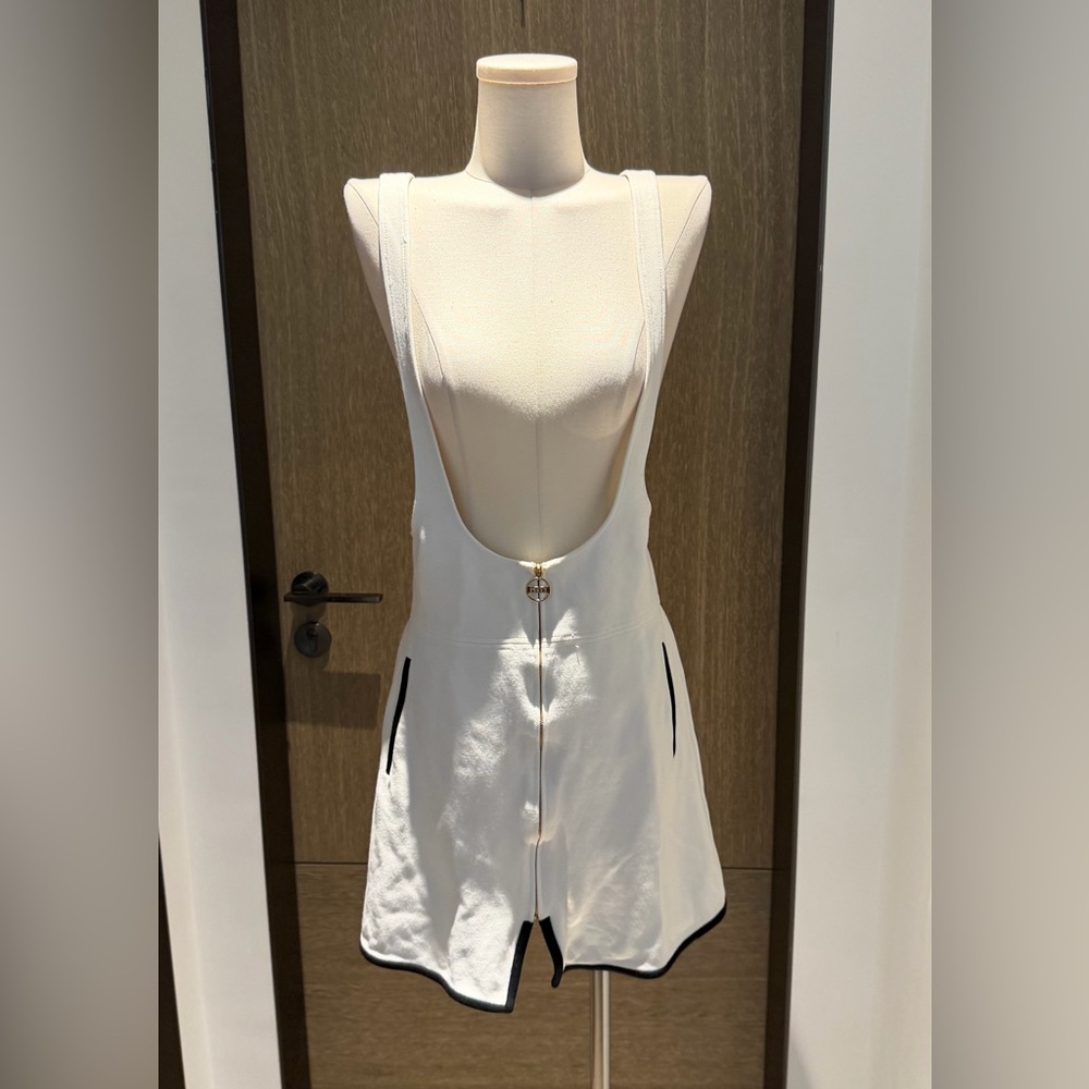 Emilio Pucci White Mini Suspender Dress with Black Trim